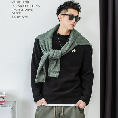 Cozy Mixed Fabric Long Sleeve