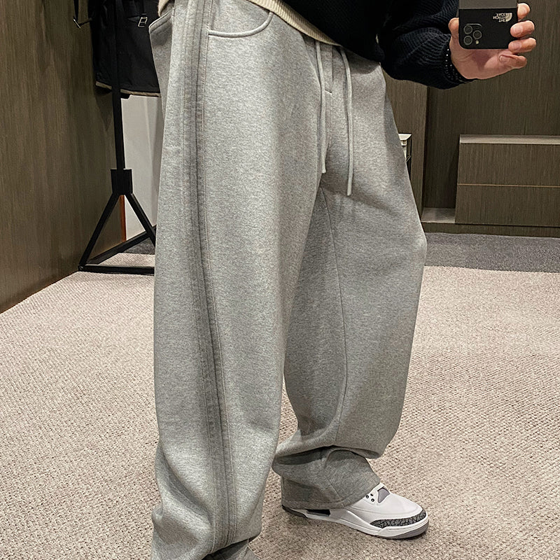 Oversized color-blocked fleece sweatpants