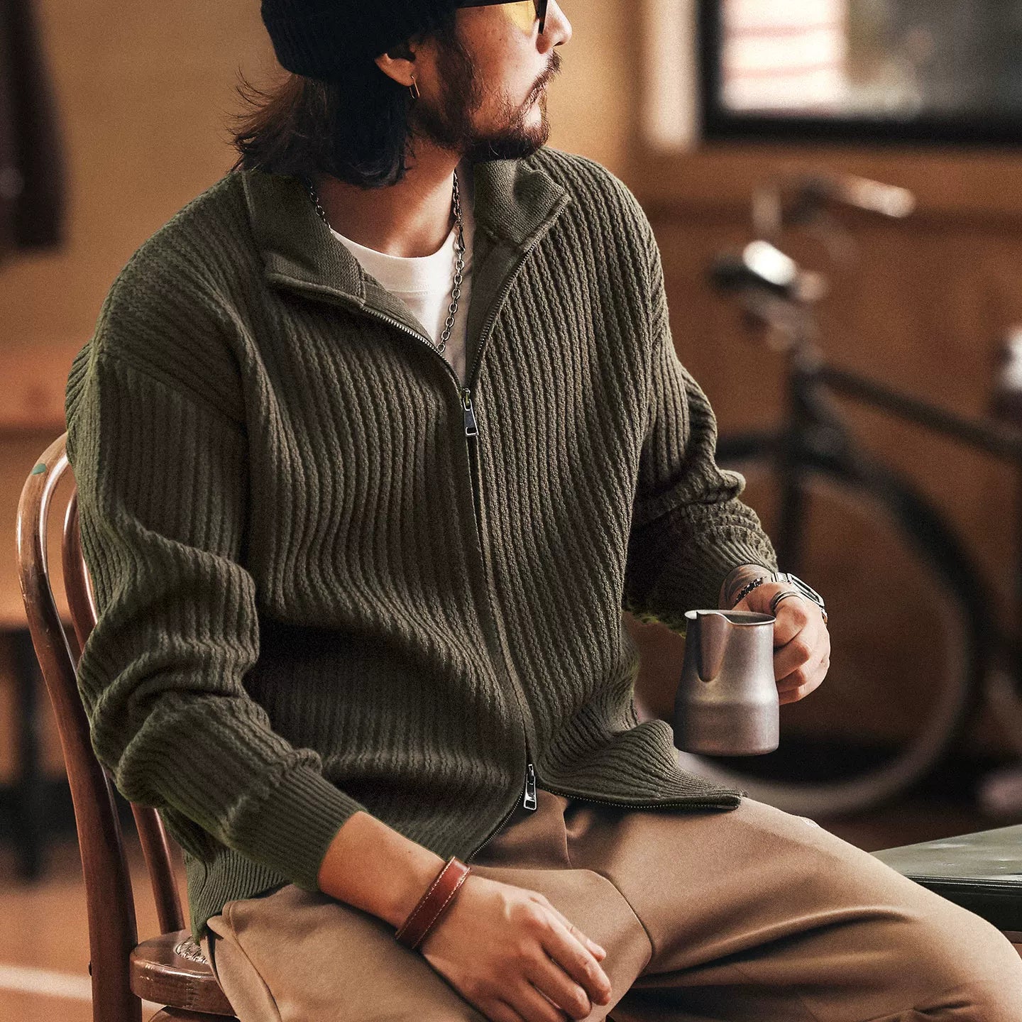 Retro Blue Knit Cardigan