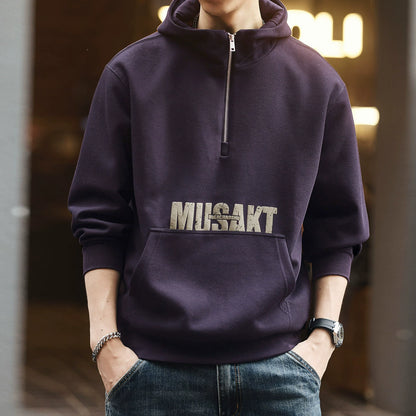 ブルーレトロハーフジップセーター