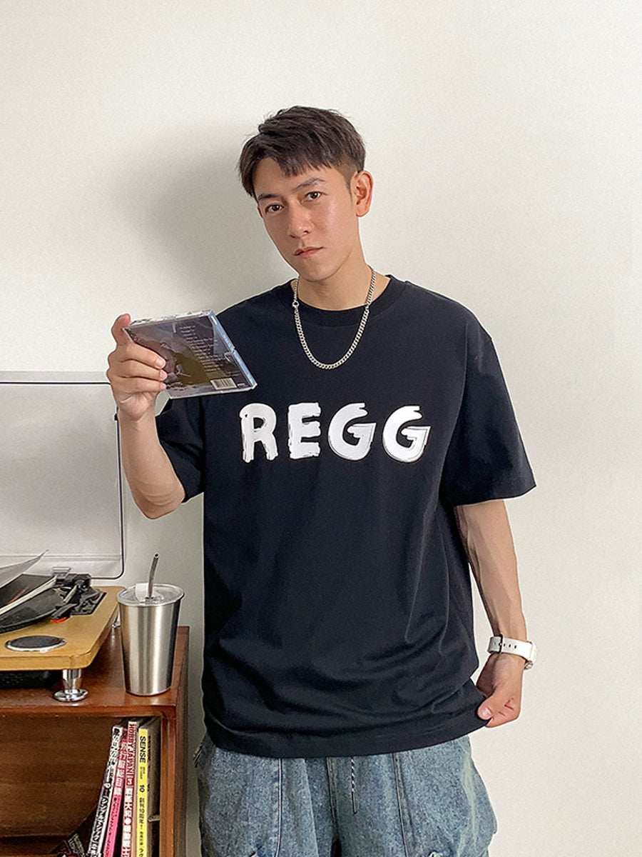 レタープリントラウンドネック 半袖Tシャツ