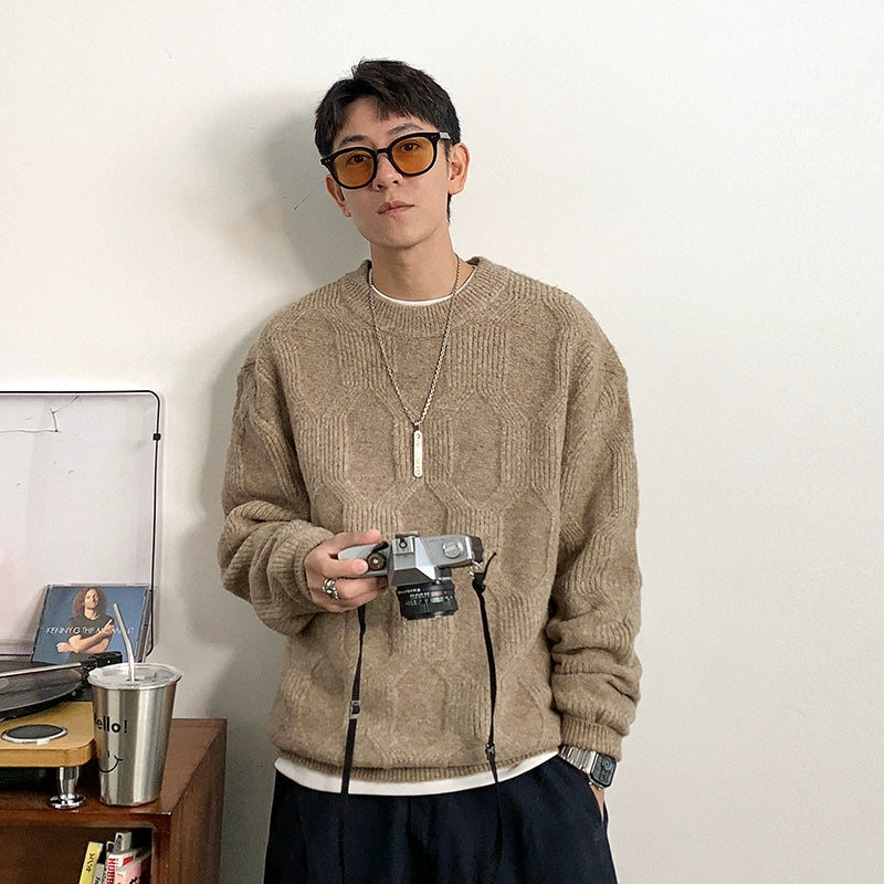 Wool-blend jacquard knit sweater