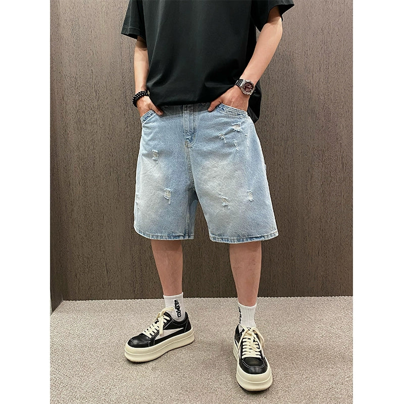 Casual Distressed Denim Shorts