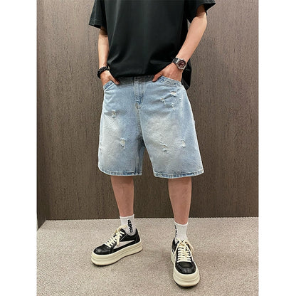 Casual Distressed Denim Shorts