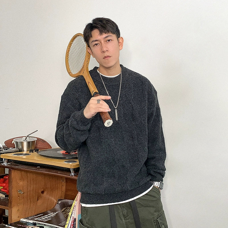 Wool-blend jacquard knit sweater