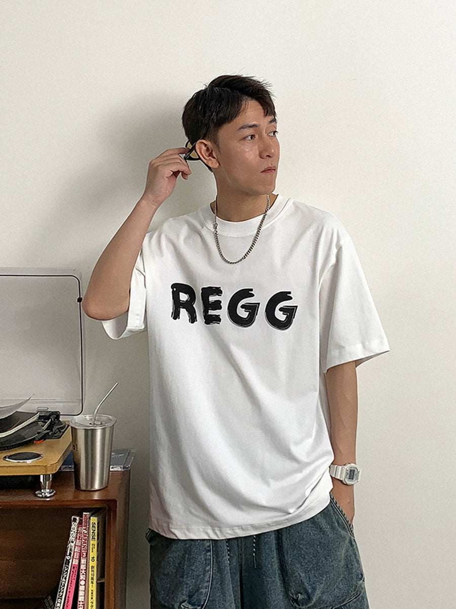 レタープリントラウンドネック 半袖Tシャツ