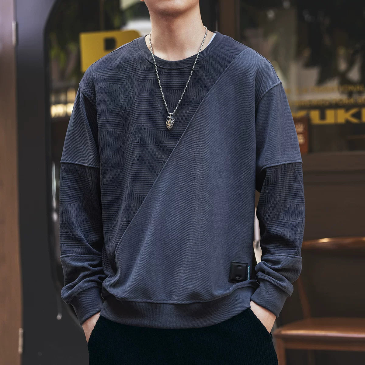 レトロ パッチワーク スウェットシャツ