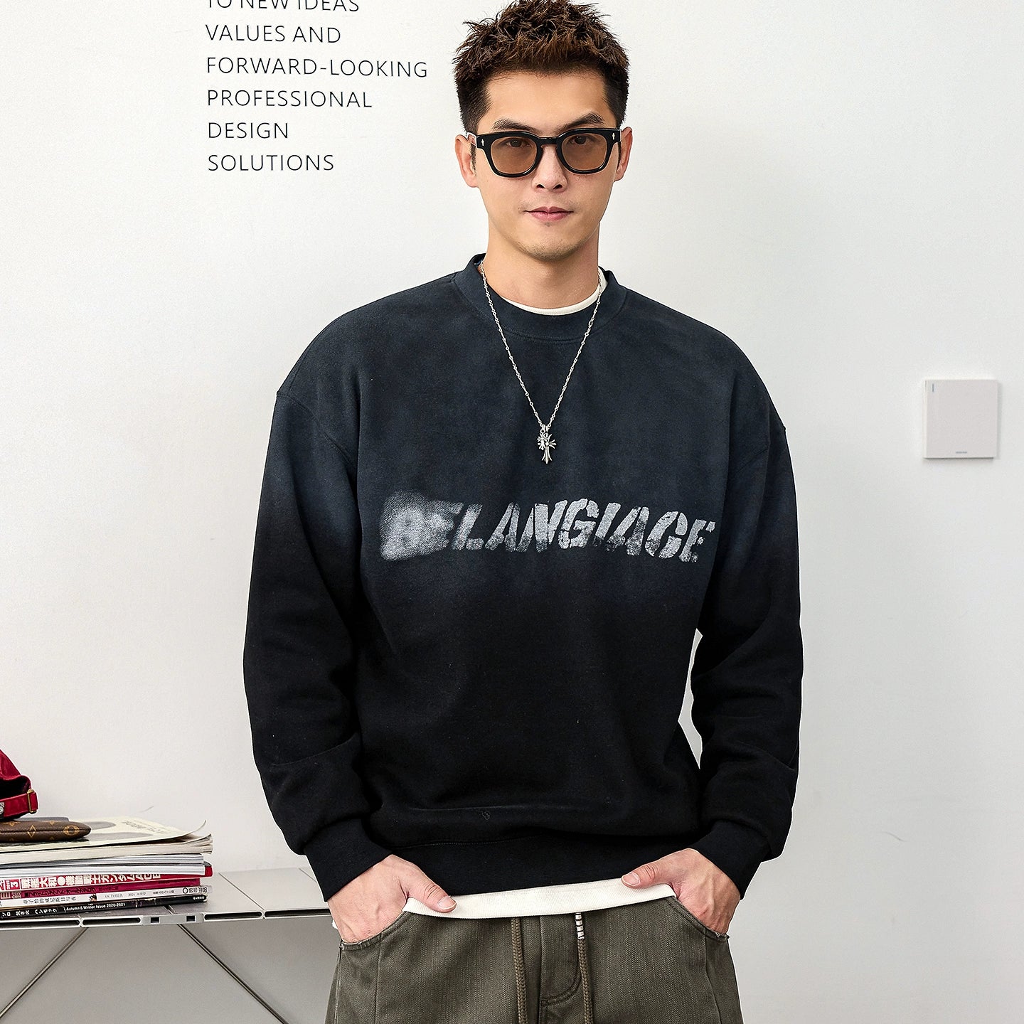 グラフィックプリントストリートセーター