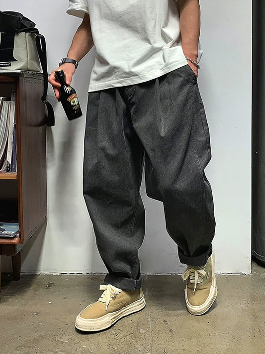 Japanese vintage loose straight casual pants