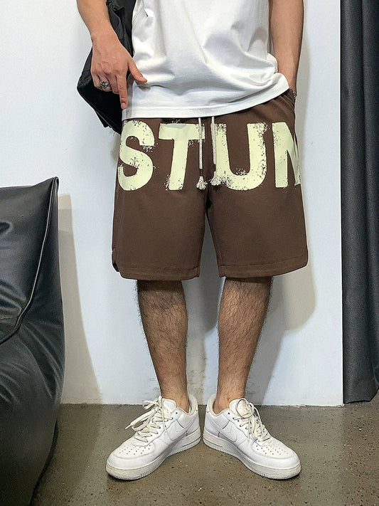 レトロレタープリント ルーズストレートスポーツパンツ