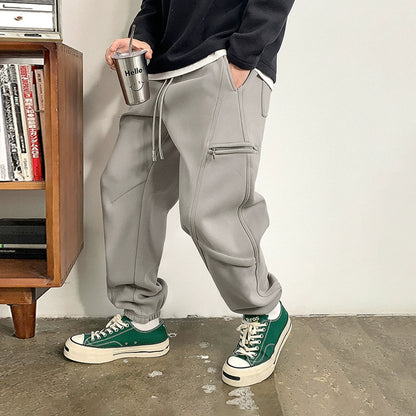 Loose-fit drawstring sweatpants with fleece