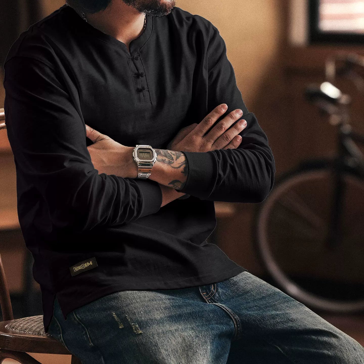 レトロカジュアルロングスリーブTシャツ