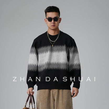 Color Block Round Neck Sweater