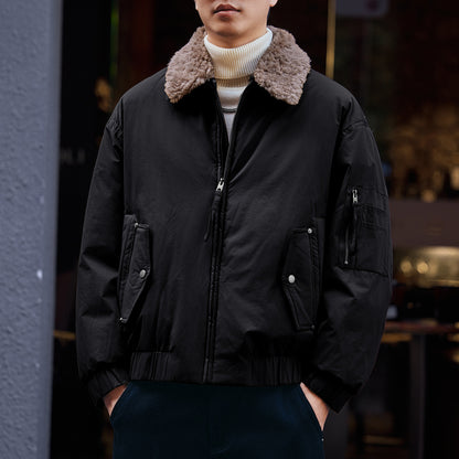 リムーバブルウールカラー ダウンジャケット