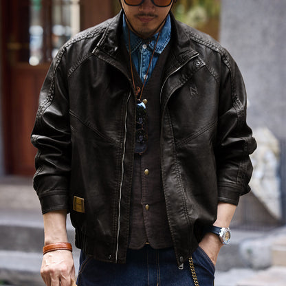 ヴィンテージ　ブルー　レザー　ジャケット