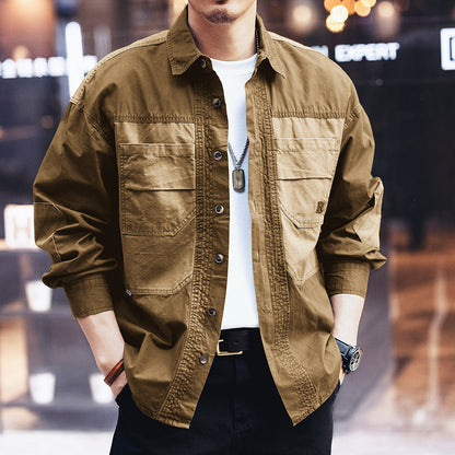 カジュアルマルチポケットロングスリーブシャツ