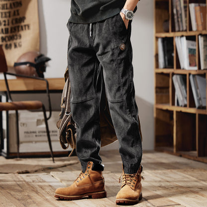 カジュアル ワッフル コーデュロイ パンツ