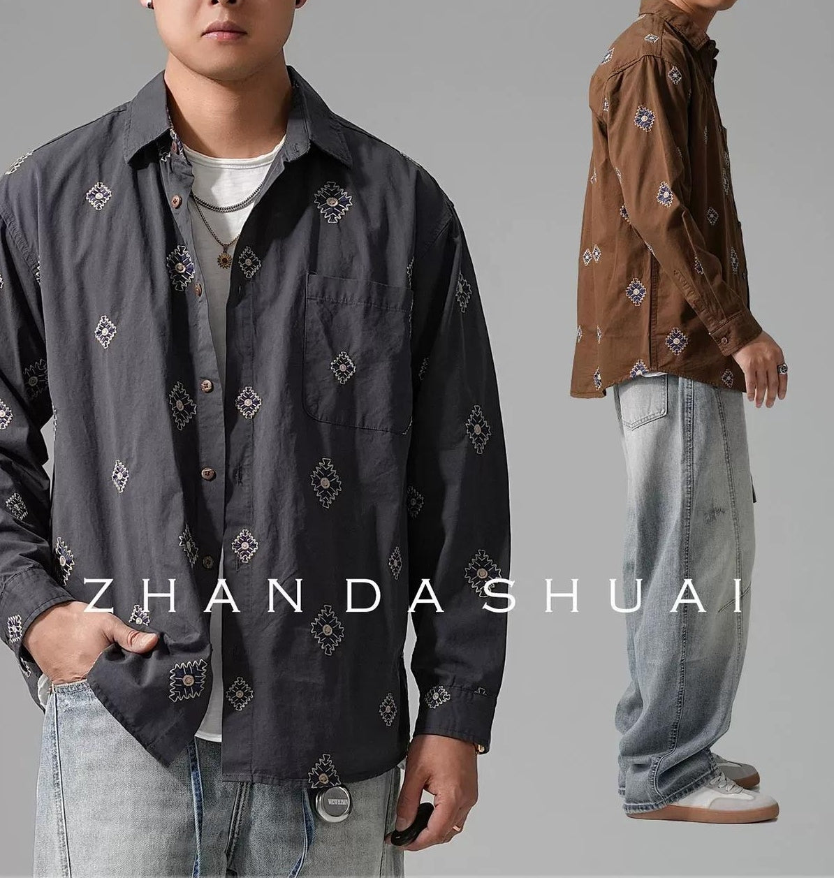 刺繍ロングスリーブシャツ