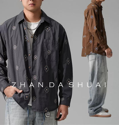 刺繍ロングスリーブシャツ