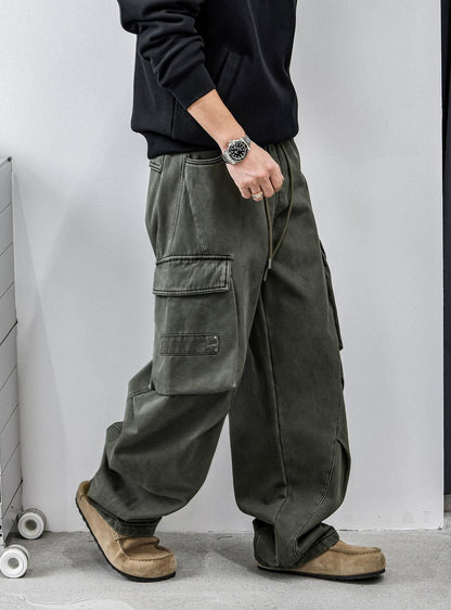 Retro Green Multi-Pocket Work Pants