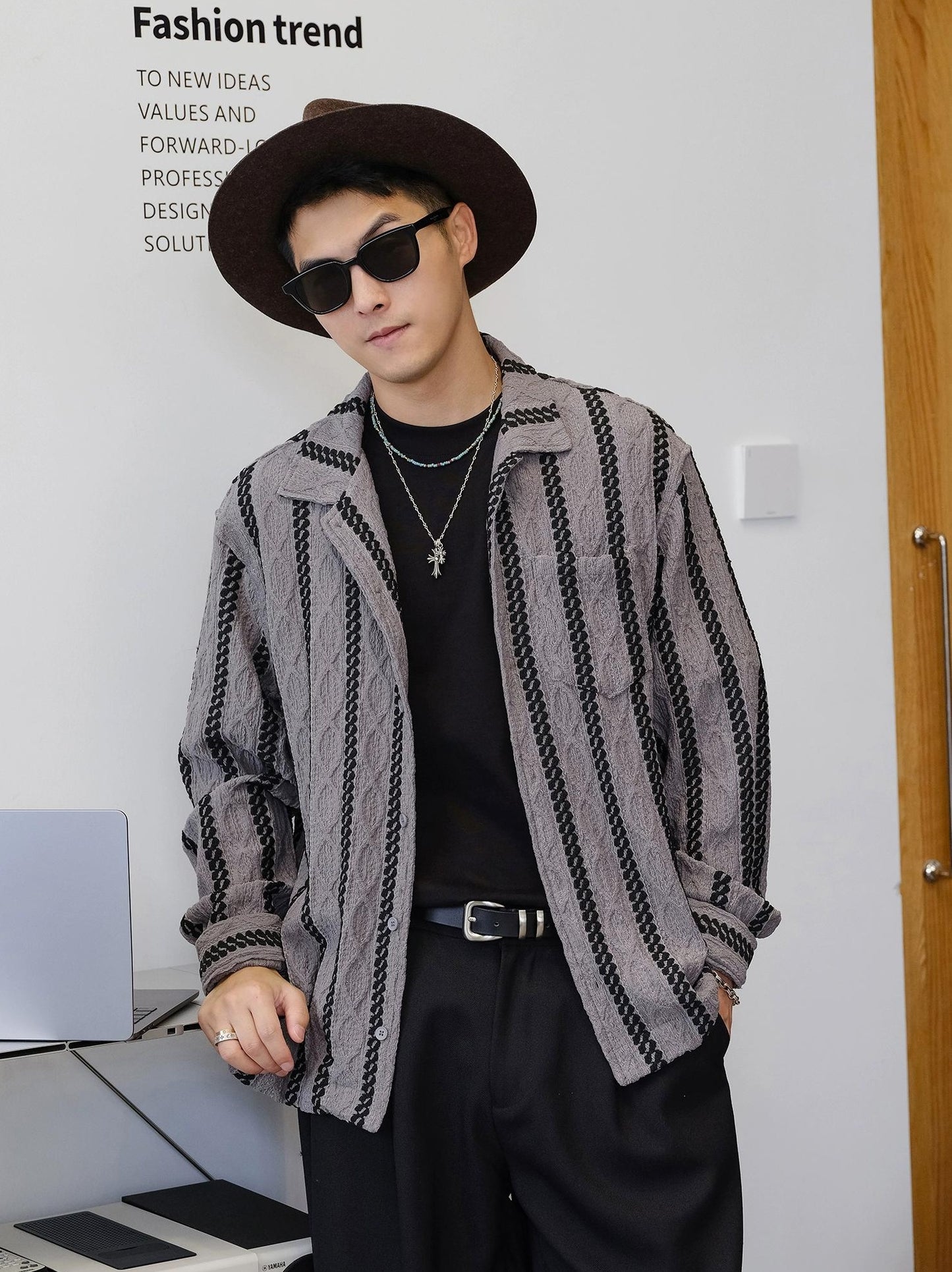 Striped Long-Sleeve Casual Shirt