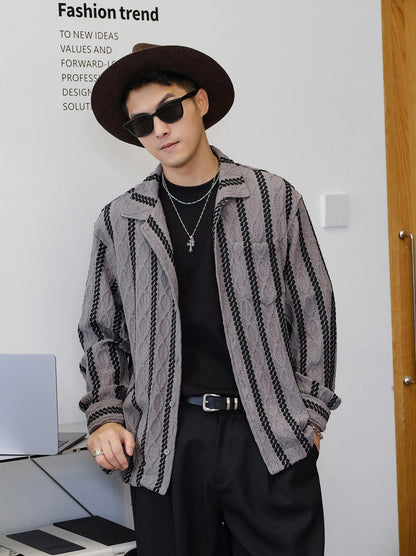 Striped Long-Sleeve Casual Shirt