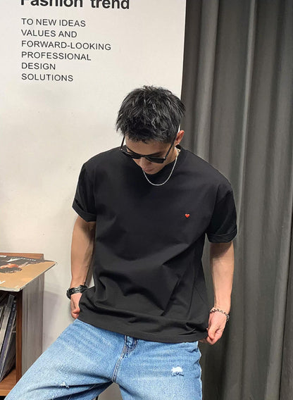 ソリッドカラー刺繍Ｔシャツ