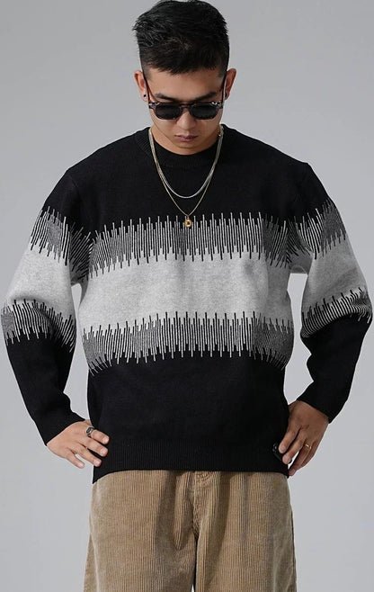 Color Block Round Neck Sweater