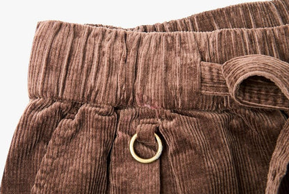 Brown Corduroy Casual Shorts