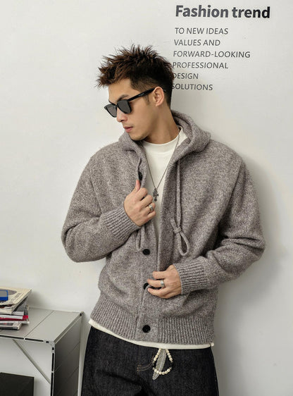 Retro Casual Hooded Cardigan