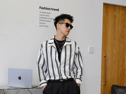 Striped Long-Sleeve Casual Shirt