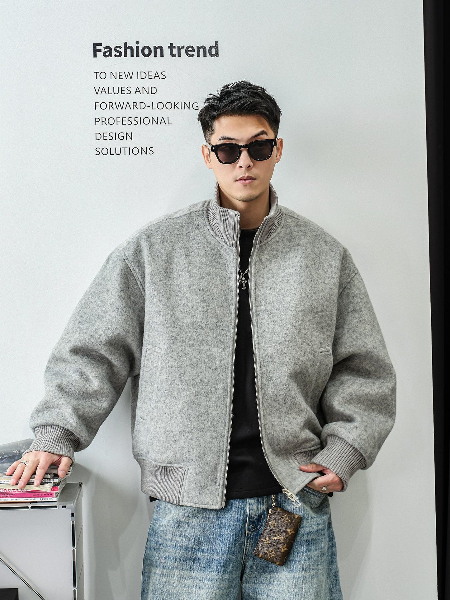 ツイードジップアップジャケット