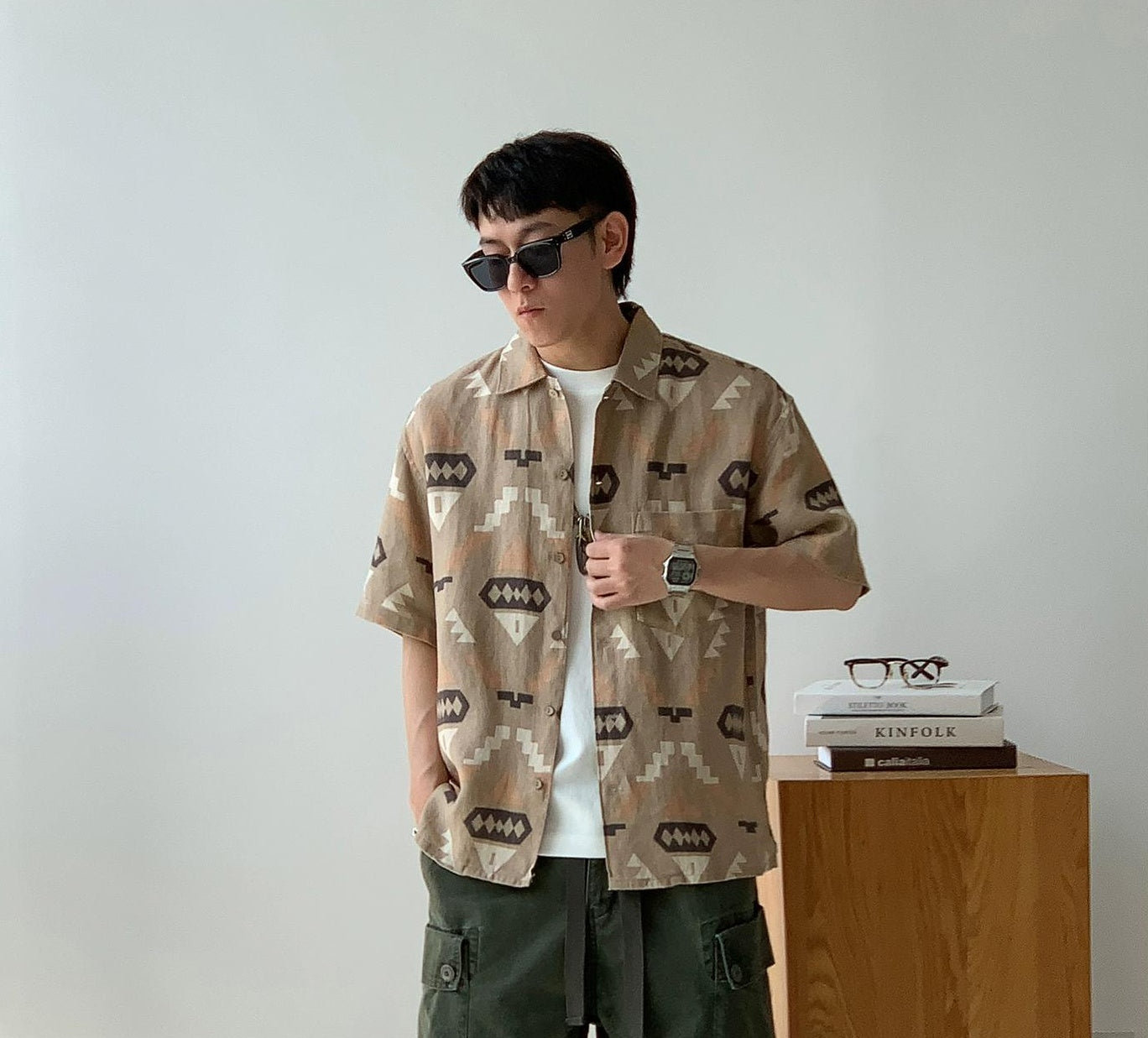 Retro Linen Short-Sleeve Shirt