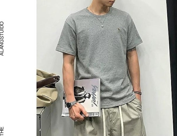 カジュアル アニマル 刺繍 Tシャツ