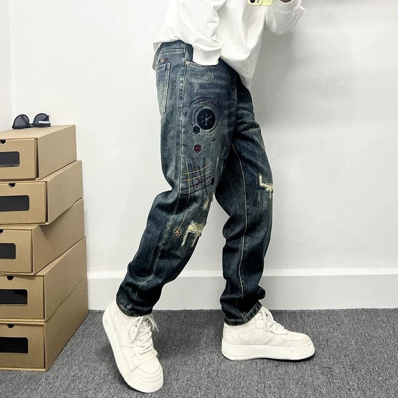 ワイルド パッチワーク デニム パンツ