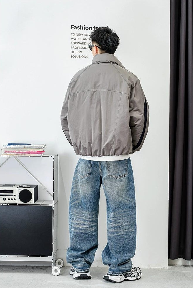 ダブルジップスタンドカラー ダウンジャケット