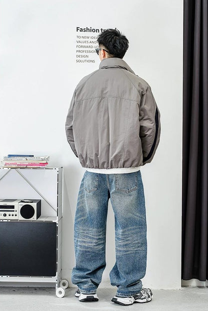 ダブルジップスタンドカラー ダウンジャケット