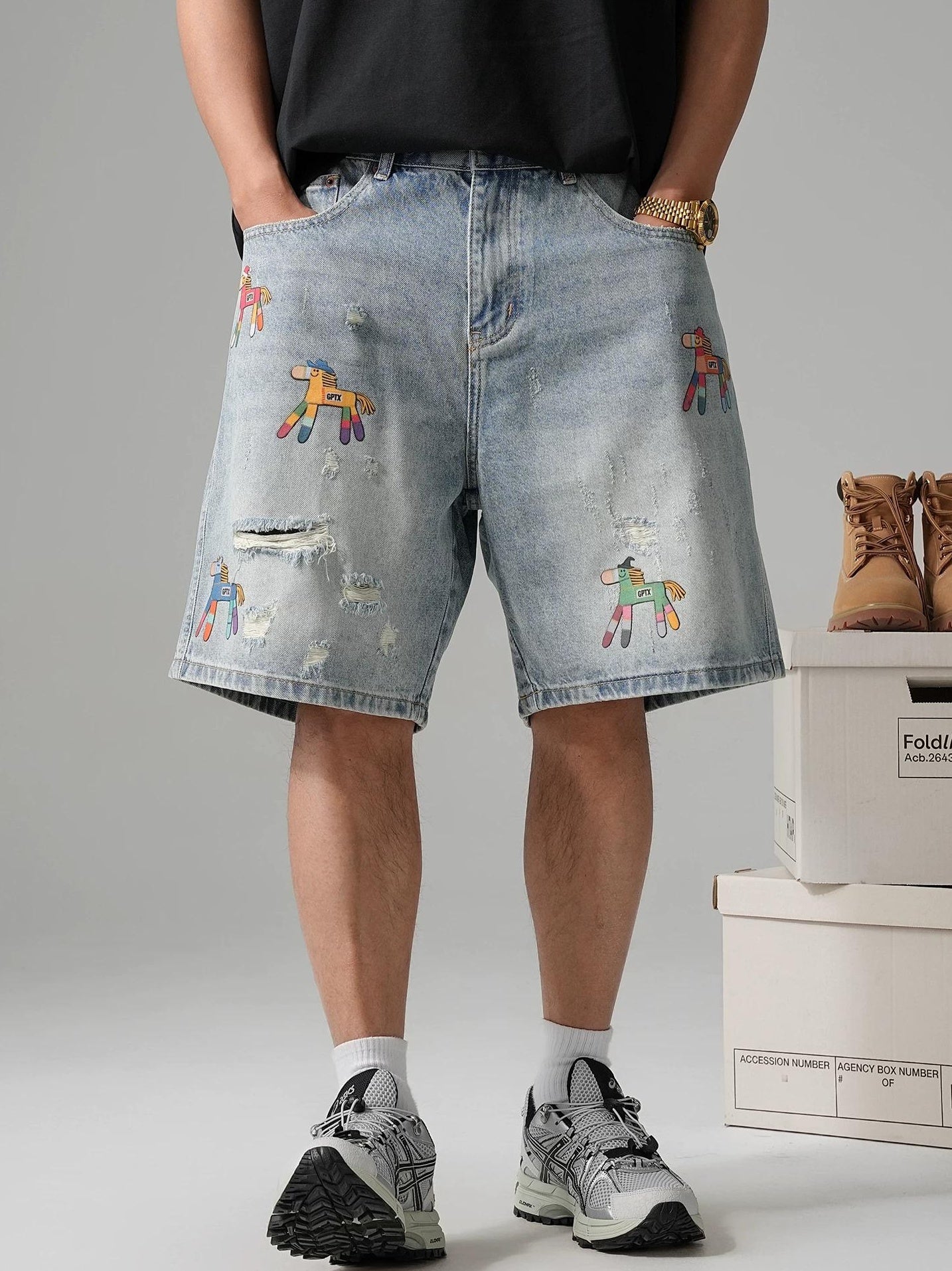 レトロデニムショートパンツ