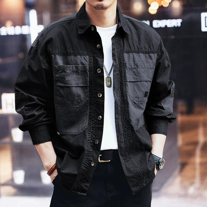 カジュアルマルチポケットロングスリーブシャツ