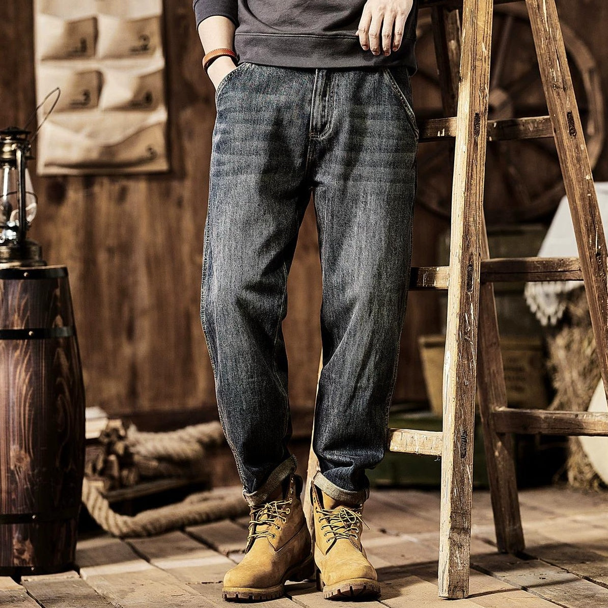 ヴィンテージカジュアルルーズジーンズ