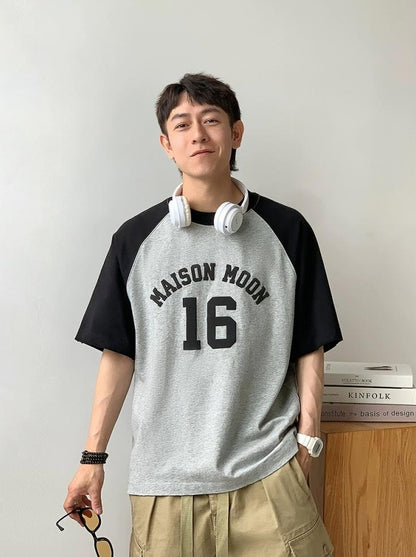 Color Block Letter Print Tee
