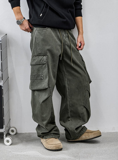 Retro Green Multi-Pocket Work Pants