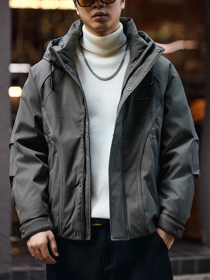 Retro Blue Hooded Down Jacket