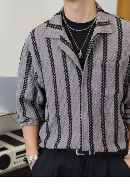 Striped Long-Sleeve Casual Shirt