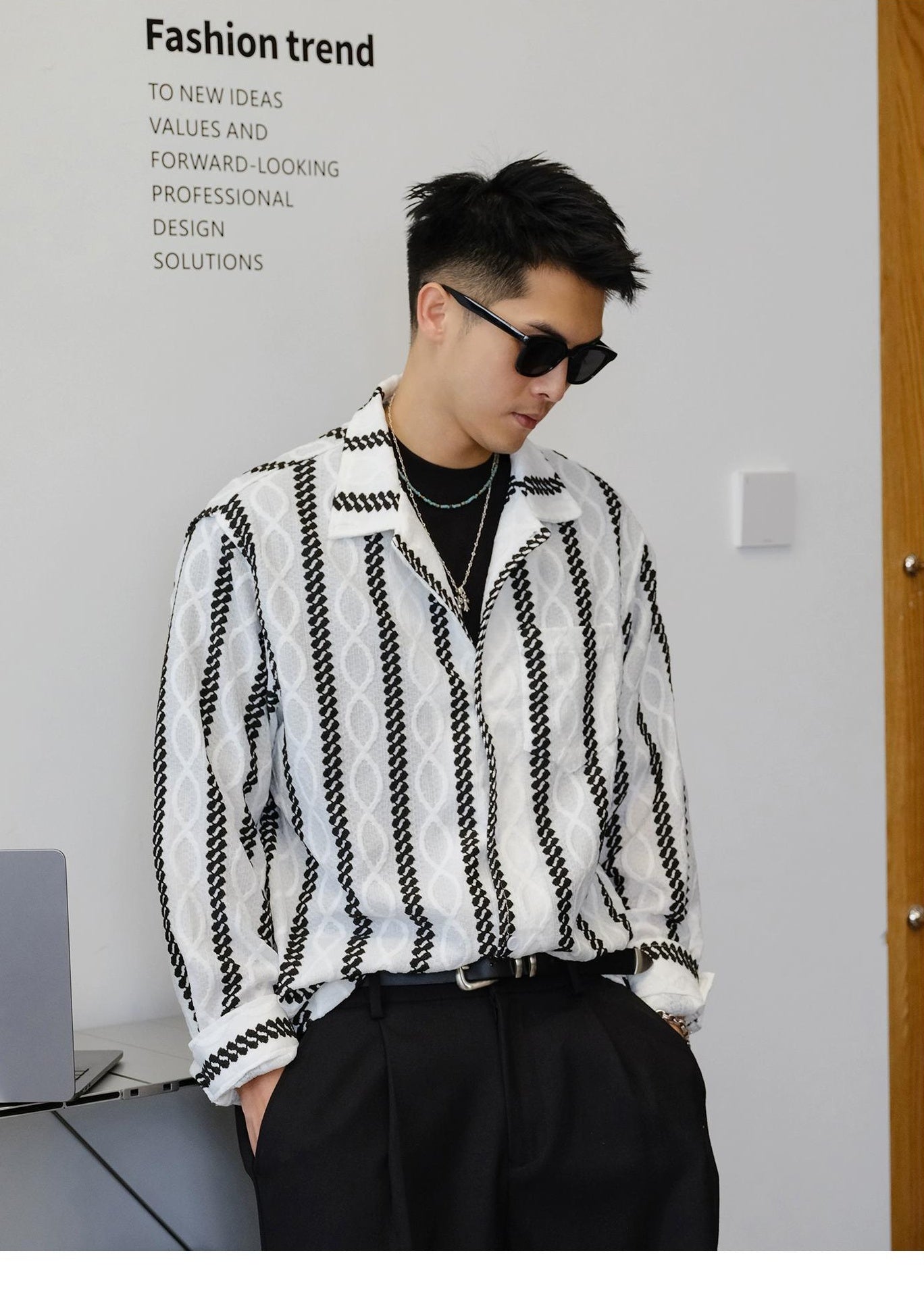 Striped Long-Sleeve Casual Shirt