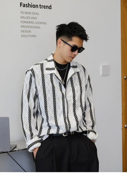 Striped Long-Sleeve Casual Shirt