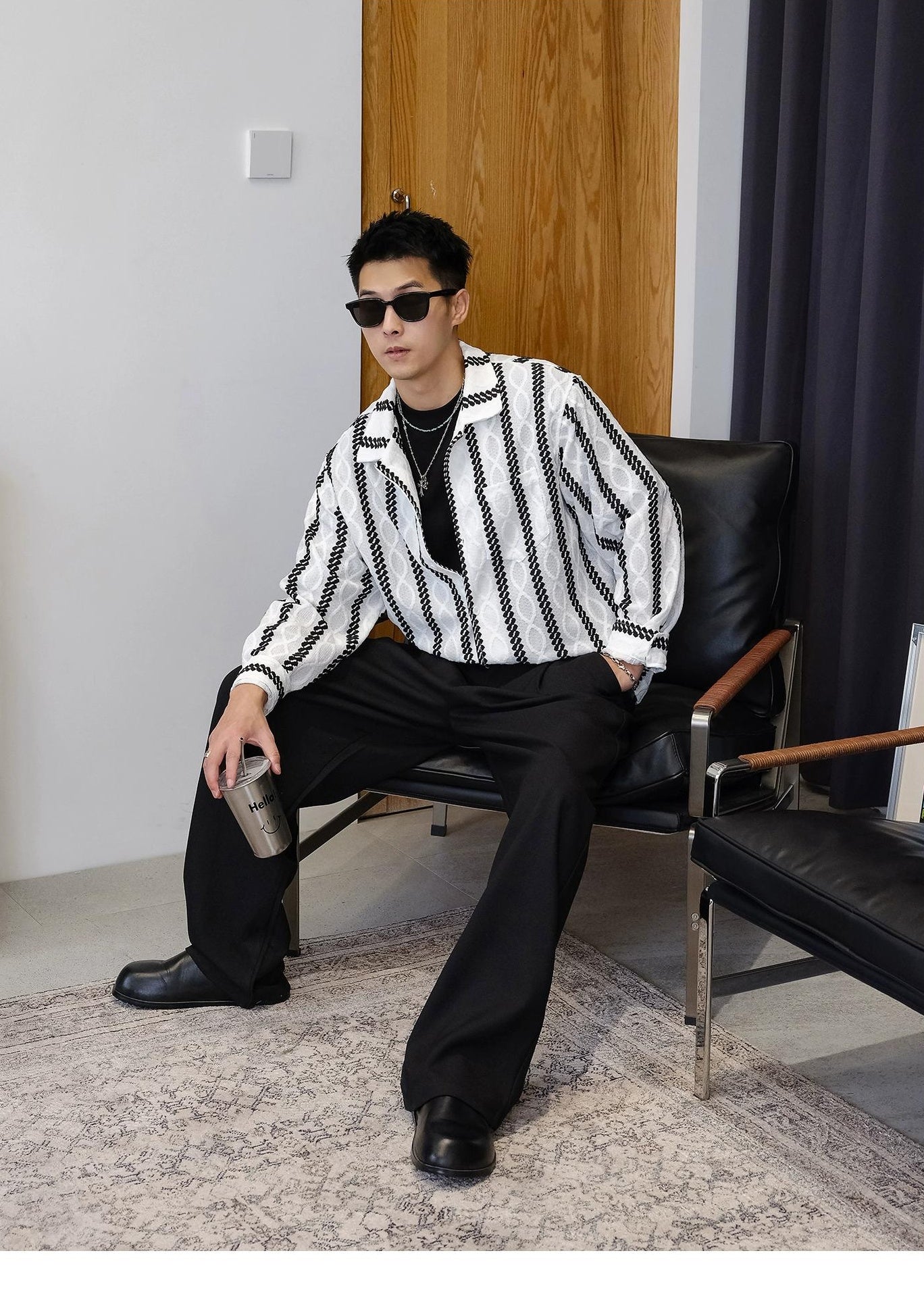Striped Long-Sleeve Casual Shirt