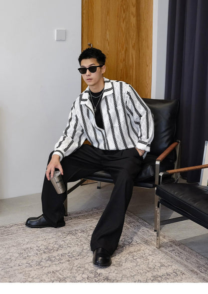 Striped Long-Sleeve Casual Shirt