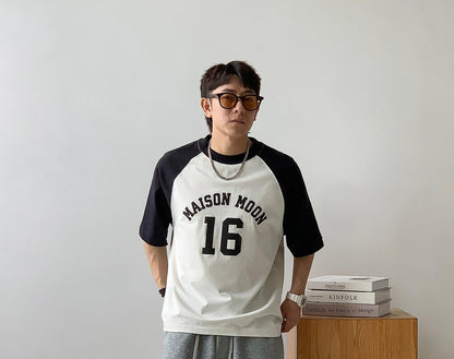 Color Block Letter Print Tee