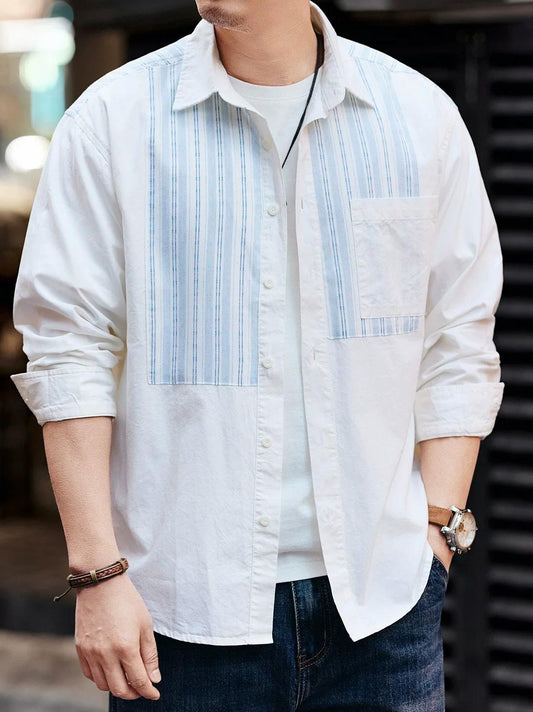 レトロストライプ　カジュアルシャツ